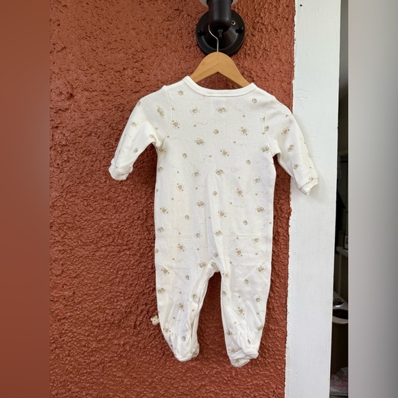 Y2K Pooh Bear Footed Romper Sleeper 9 Months Embroidered Honey Pot Bee Cream - Picture 7 of 7